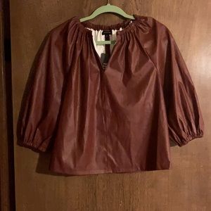 Pleather 3/4 sleeve crop top